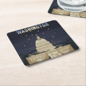 アメリカン航空のヴィンテージ旅行ポスター スクエアペーパーコースター (アングル)