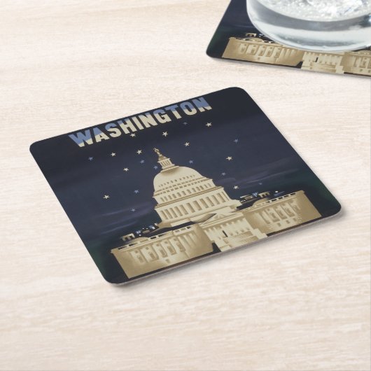 アメリカン航空のヴィンテージ旅行ポスター スクエアペーパーコースター (アングル)