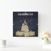 アメリカン航空のヴィンテージ旅行ポスター スクエア壁時計 (ホーム)