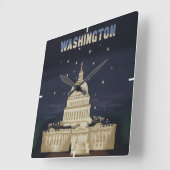 アメリカン航空のヴィンテージ旅行ポスター スクエア壁時計 (傾斜)