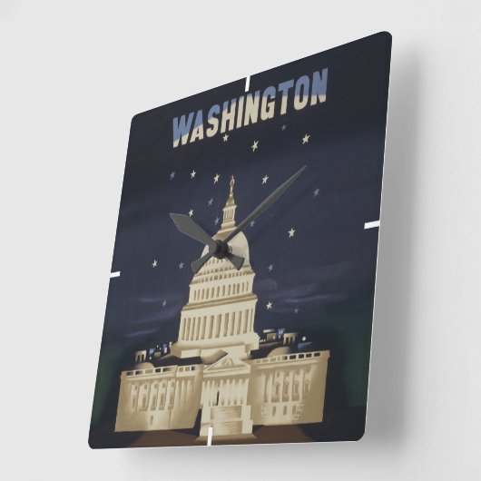 アメリカン航空のヴィンテージ旅行ポスター スクエア壁時計 (傾斜)