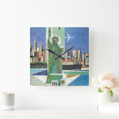 アメリカン航空のヴィンテージ旅行ポスター スクエア壁時計 (ホーム)