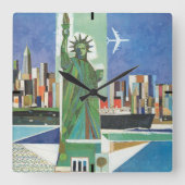 アメリカン航空のヴィンテージ旅行ポスター スクエア壁時計 (正面)