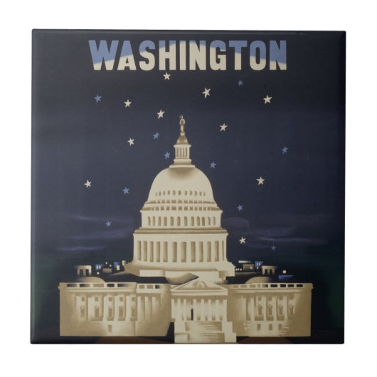 アメリカン航空のヴィンテージ旅行ポスター タイル (正面)