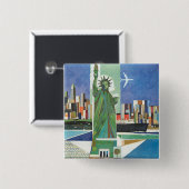 アメリカン航空のヴィンテージ旅行ポスター 缶バッジ (正面&裏面)