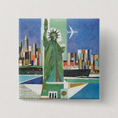 アメリカン航空のヴィンテージ旅行ポスター 缶バッジ (正面)