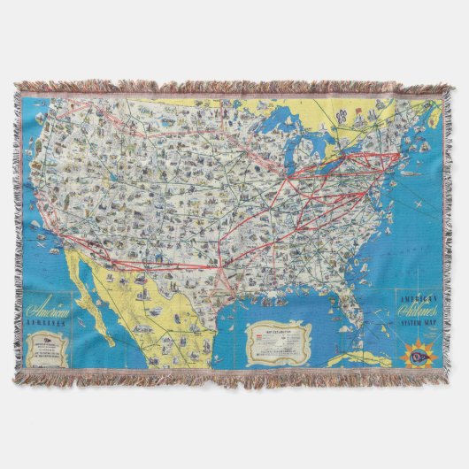 アメリカン航空システム地図 スローブランケット (正面)