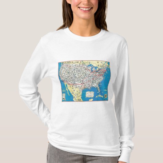 アメリカン航空システム地図 Tシャツ (正面)