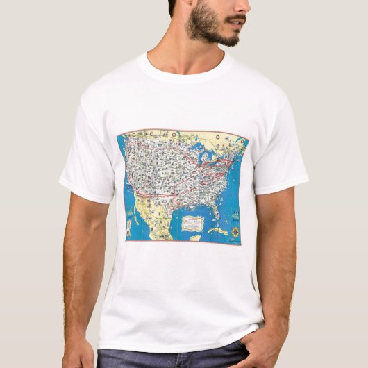 アメリカン航空システム地図 Tシャツ (正面)