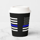 アメリカン薄いブルーライングラフィックデコール 紙コップ (左)