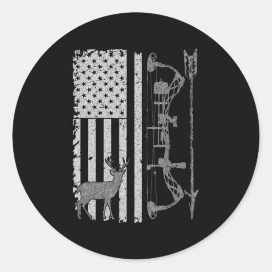 アメリカン鹿狩りボウハンターフラッグアクセサリー ラウンドシール (正面)