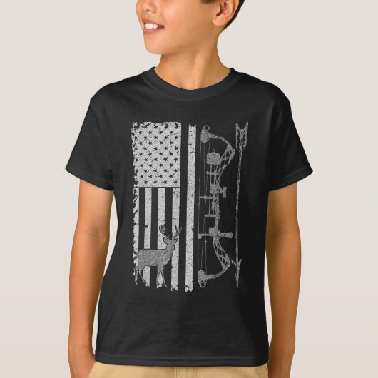 アメリカン鹿狩りボウハンターフラッグアクセサリー Tシャツ (正面)