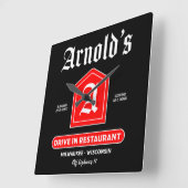 アメリカン1950年代のダイナー スクエア壁時計 (傾斜)