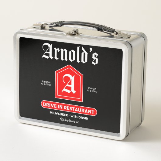 アメリカン1950年代のダイナー メタルランチボックス (正面)