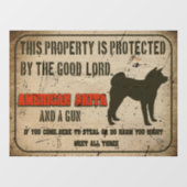 アメリカン・アキタのシルエット 冗談めいた番犬警告 ウィンドウサイン (シート)