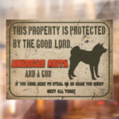 アメリカン・アキタのシルエット 冗談めいた番犬警告 ウィンドウサイン (シート2)
