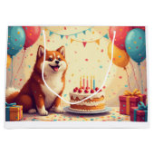 アメリカン・アキタの誕生日パーティー ラージペーパーバッグ (正面)