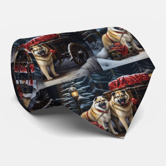 アメリカン・アキタ 雪のそり遊び クリスマスの飾り ネクタイ (ロール)