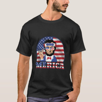 アメリカン・アブラハム・リンカーン愛国アメリカ国旗 4 Tシャツ