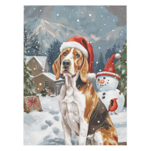アメリカン・イングリッシュ・フォックスハウンドの犬の冬のクリスマスの喜び テーブルクロス