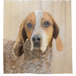 アメリカン・イングリッ絵画グ・ハウンド – Dog Art シャワーカーテン