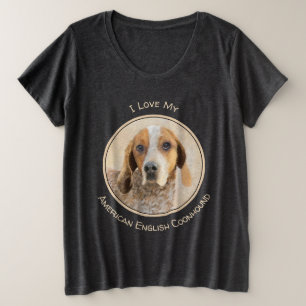 アメリカン・イングリッ絵画グ・ハウンド – Dog Art プラスサイズTシャツ
