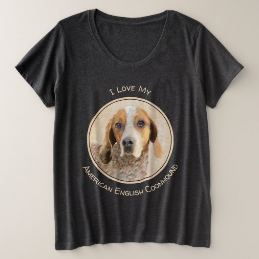 アメリカン・イングリッ絵画グ・ハウンド – Dog Art プラスサイズTシャツ (デザイン正面)