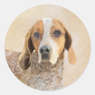 アメリカン・イングリッ絵画グ・ハウンド – Dog Art ラウンドシール