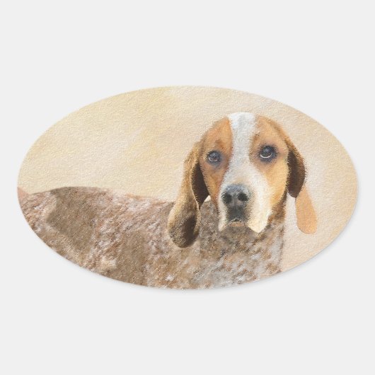 アメリカン・イングリッ絵画グ・ハウンド – Dog Art 楕円形シール (正面)