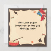 アメリカン·インディアン·ガール·バースデー·パーティーの招待 招待状 (裏面)