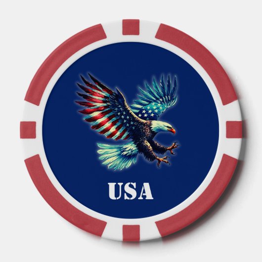 アメリカン・イーグル愛国国旗の青 ポーカーチップ (正面)