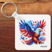 アメリカン・イーグル愛国的デザイン赤白青 キーホルダー (正面)