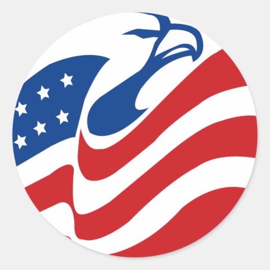 アメリカン・イーグル赤白青スストライプターズ国旗 ラウンドシール (正面)