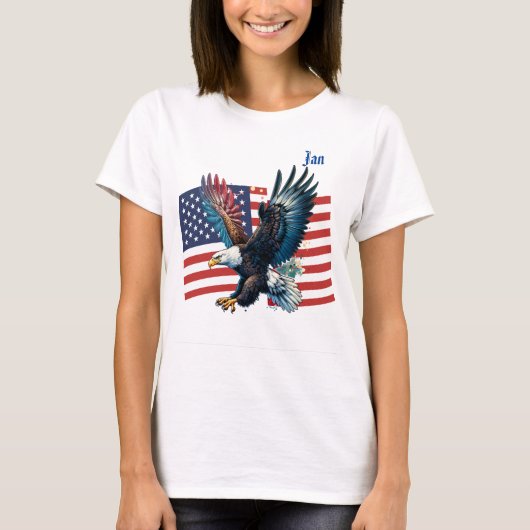 アメリカン・イーグル・ウィメンズ社の米国国旗 Tシャツ (正面)