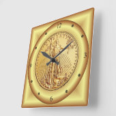 アメリカン·イーグル·金ゴールド·コイン~レディ·リバティ~ スクエア壁時計 (傾斜)