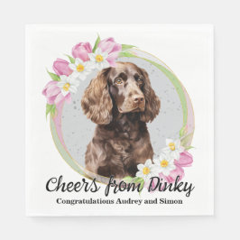 アメリカン・ウォーター結婚スパニエル犬のナプキンと写真 スタンダードランチョンナプキン