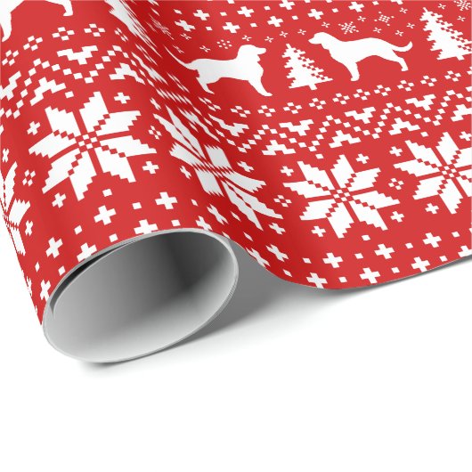 アメリカン·ウォーター·スパニエル犬·ドッグがクリスマスをシルエット ラッピングペーパー (ロールコーナー)