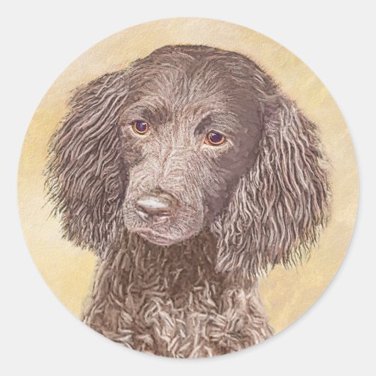 アメリカン・ウォー絵画ト・スパニエル犬ズ – オリジナル・ドッグ・アート ラウンドシール (正面)