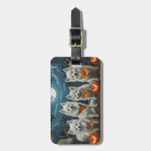 アメリカン・エスキモー不気味ハロウィーン ラゲッジタグ (正面縦)