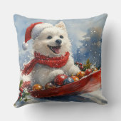 アメリカン・エスキモー犬のそり「Let it Snow」クリスマス クッション (裏面)