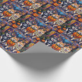 アメリカン・エスキモー犬トリックオアトリートハロウィーン ラッピングペーパー (角)