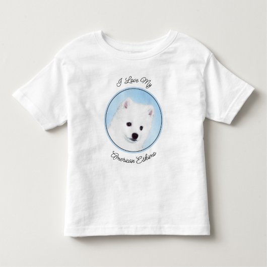 アメリカン・エスキモー絵画・ドッグのオリジナル- American Dog Art トドラーTシャツ (正面)
