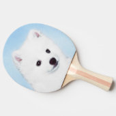 アメリカン・エスキモー絵画・ドッグのオリジナル- American Dog Art 卓球ラケット (横)