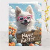 アメリカン・エスキモー・イースター・エッグ カード (黄色い花)