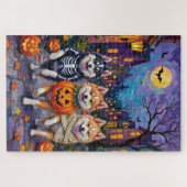 アメリカン・エスキモー・ドッグのハロウィンお菓子もらい ジグソーパズル (横)