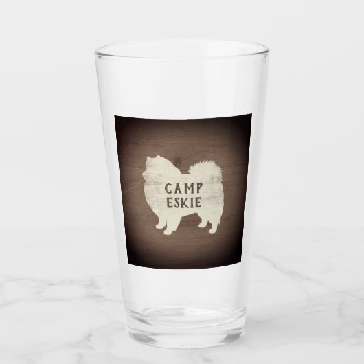 アメリカン・エスキモー・ドッグシルエット素朴パーソナライズされた タンブラーグラス (正面)