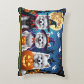 アメリカン・エスキモー・ドッグス・カボチャ・ハロウィンおもしろい アクセントクッション (裏面(縦))