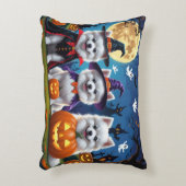 アメリカン・エスキモー・ドッグス・カボチャ・ハロウィンおもしろい アクセントクッション (正面(垂直))