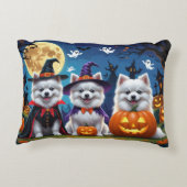 アメリカン・エスキモー・ドッグス・カボチャ・ハロウィンおもしろい アクセントクッション (裏面)