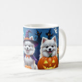 アメリカン・エスキモー・ドッグス・カボチャ・ハロウィンおもしろい コーヒーマグカップ (正面右)
